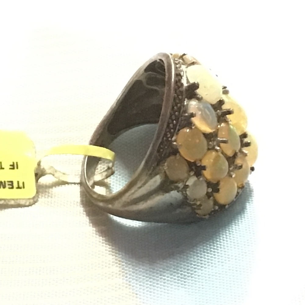 Sterling Silver & Opals Statement Ring Size 8 - image 6